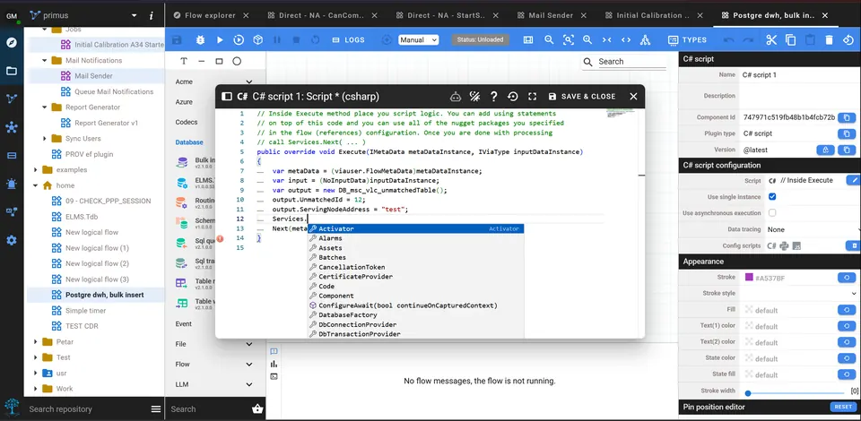 C# script editor with IntelliSense